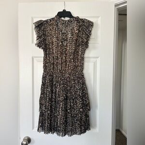Reset By Jane-Chic Neutral Patterned Mini Dress